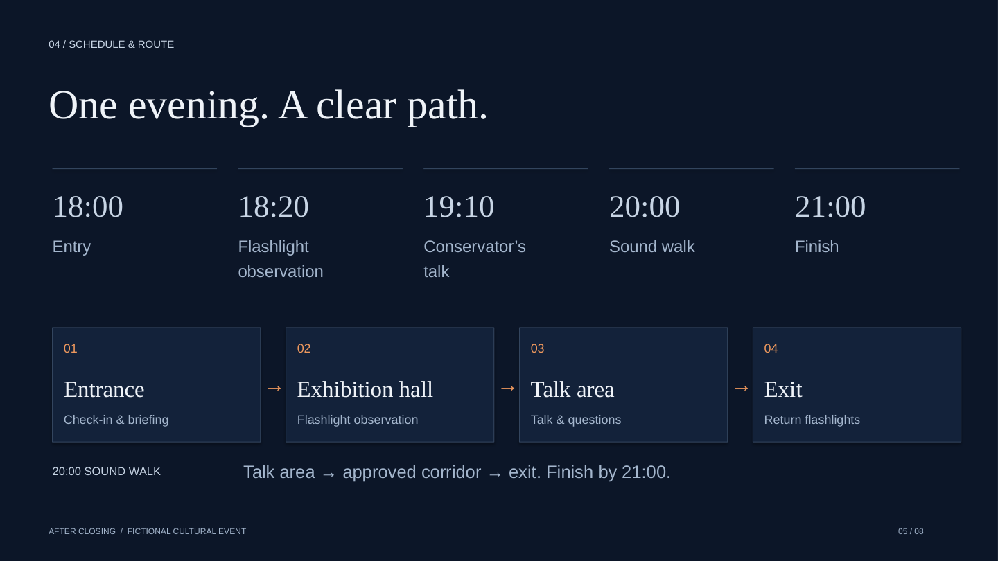 Slide 5: Schedule and visitor route
